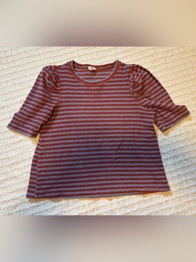 Striped Short-Sleeve Tee in Red and Blue